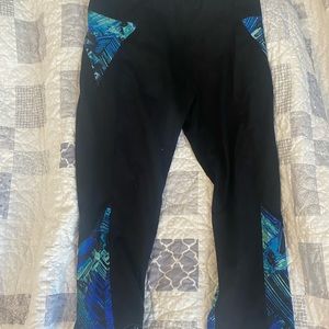 Blue and black leggings